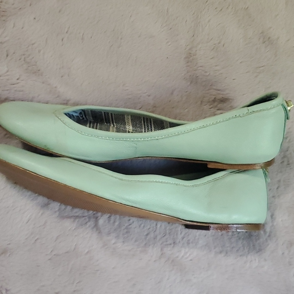 Coach August Leather Comfort Slip On Ballet Flats Light Green Size 6 - Picture 4 of 10